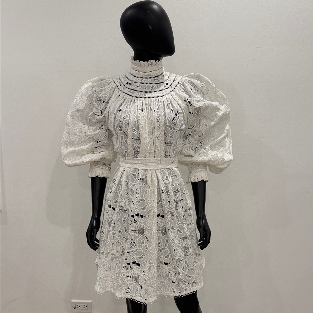Zimmermann White Cotton Lace Dress – Size 2 (US) – Romantic Statement Piece